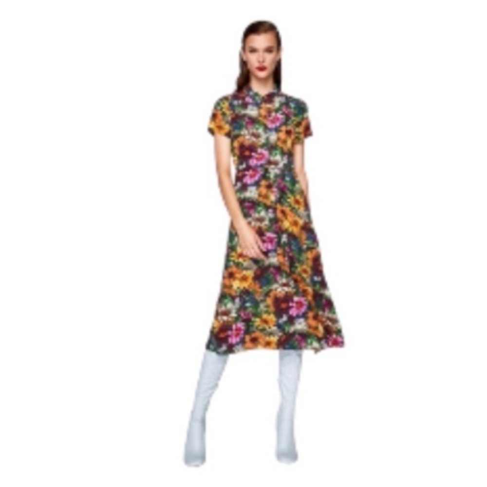 🆕 Zara Trafaluc Floral Print T-Shirt Dress - Women’s Size XS
